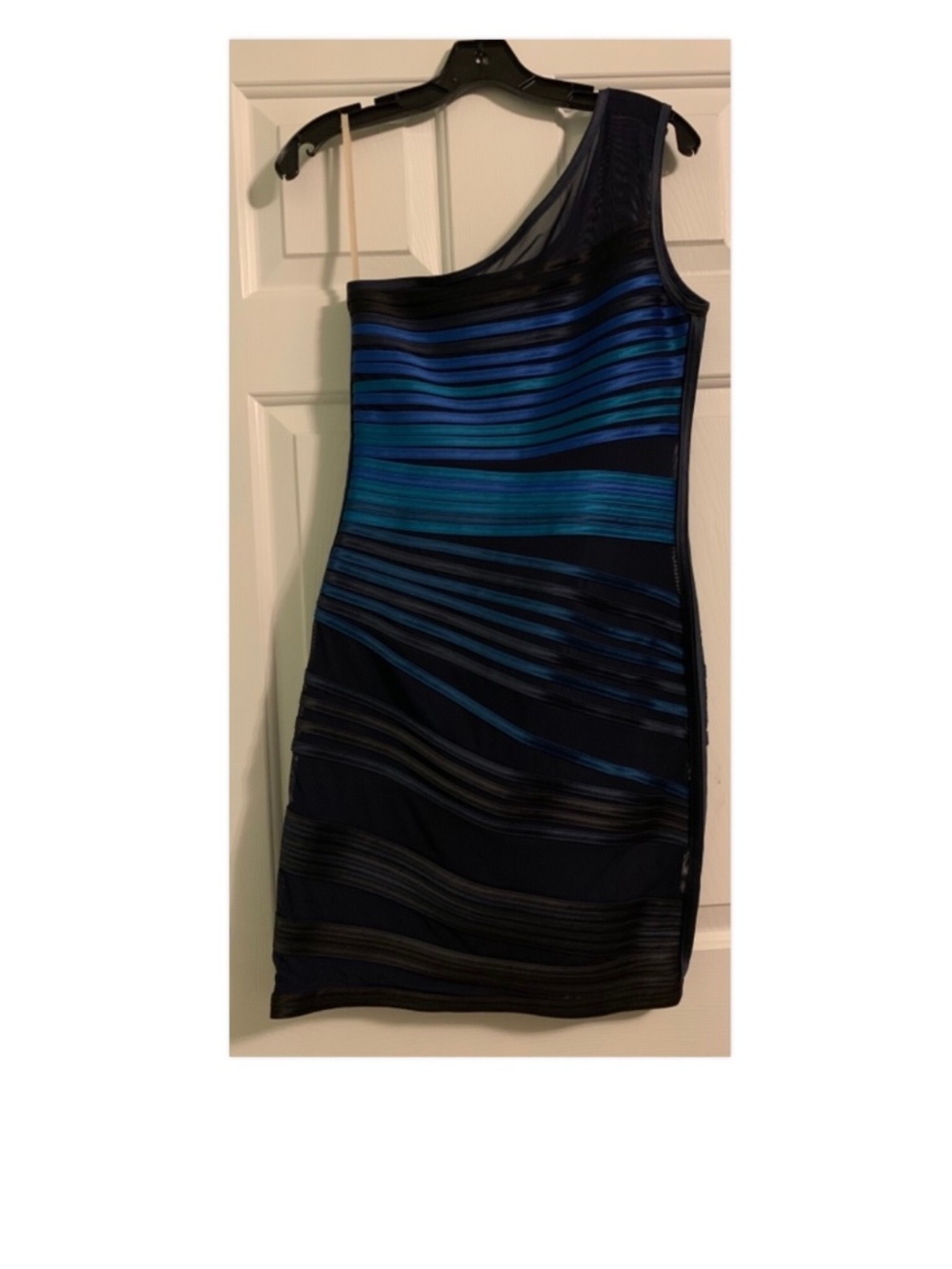 Halston Heritage One Shoulder Sheath Bodycon Fully Lined Dress Size 6